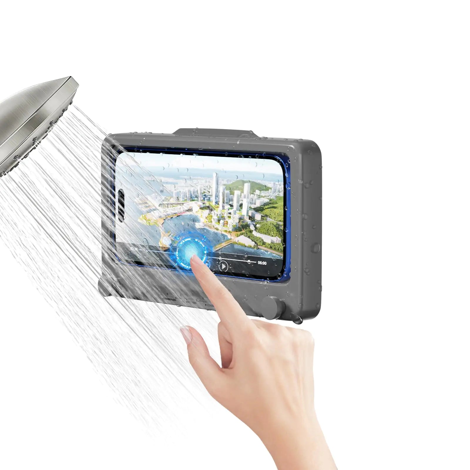 Generic Waterproof Shower Phone Holder - Enhanced Touch Sensitivity & Stability Perfect for Streaming Movies and TikTok - Ideal for Bathroom and Kitchen Use (Grey)